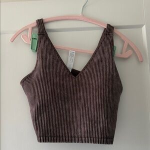Reflex Chocolate Ribbed Crop Top